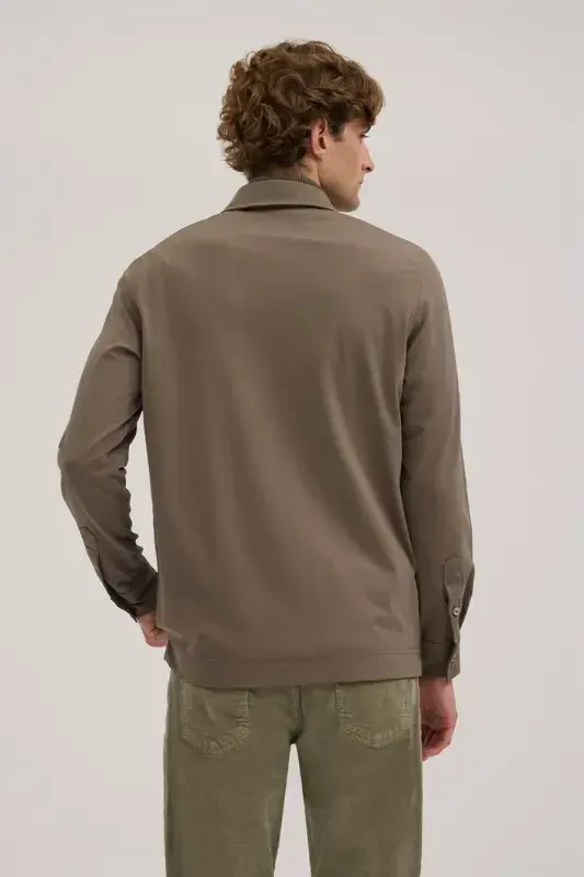 Haki Slim Fit Polo Yaka Sweatshirt - 4