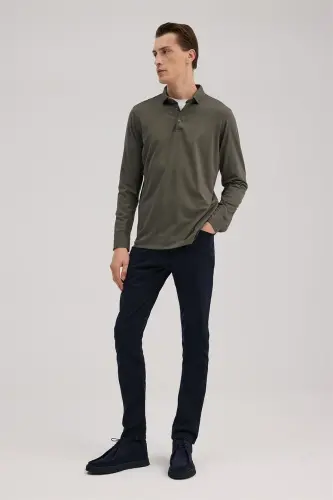 Haki Slim Fit Polo Yaka Sweatshirt - JAKAMEN (1)