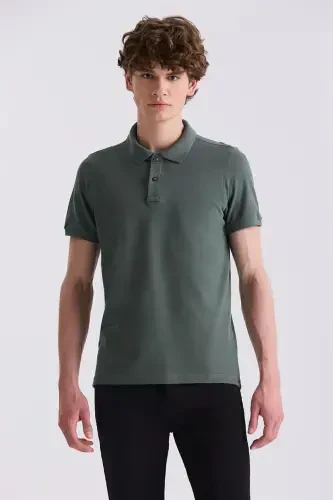 Haki Slim Fit Polo Yaka T-Shirt 