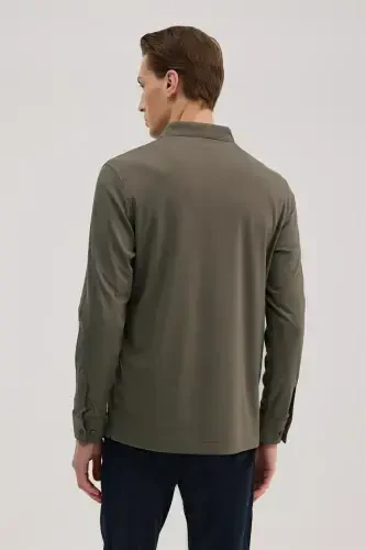 Haki Slim Fit Polo Yoqali Sviter - 4