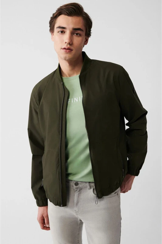 Erkek Regular Fit Haki Su İtici Ribanalı Hafif İnce Mont B006001 - 1