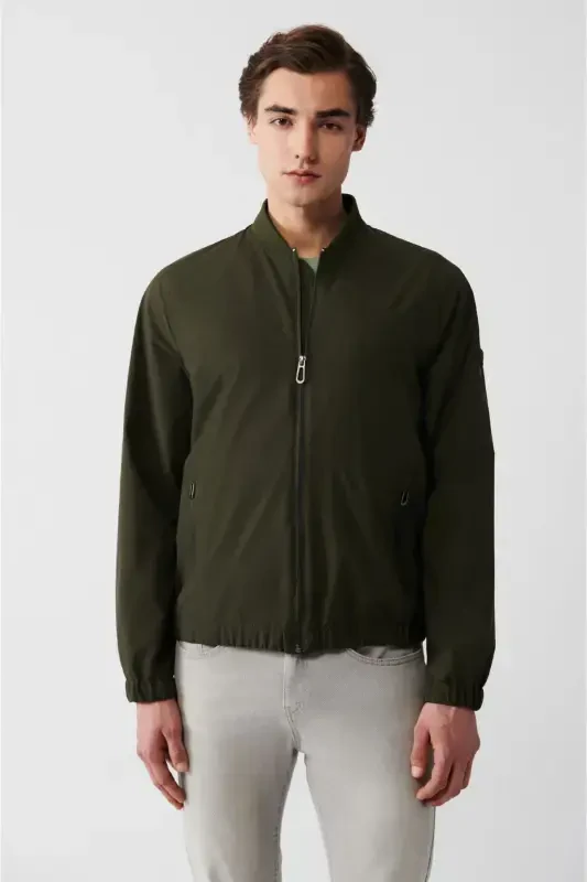 Erkek Regular Fit Haki Su İtici Ribanalı Hafif İnce Mont B006001 - 3