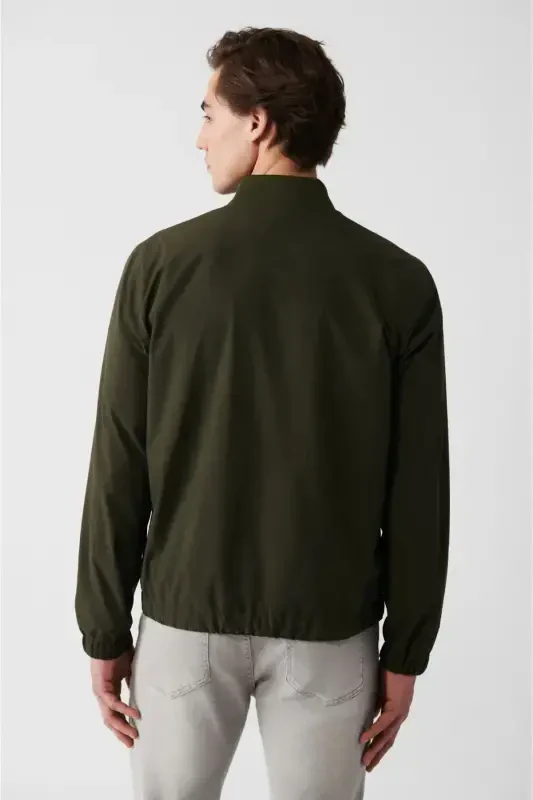 Erkek Regular Fit Haki Su İtici Ribanalı Hafif İnce Mont B006001 - 4