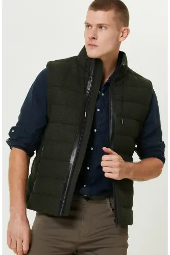Haki Yün Karışımlı Puffer Casual Yelek - Haki - NETWORK (1)