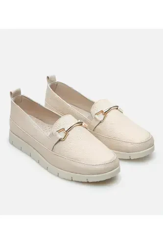 Kadın Deri Bej Loafer-BEJ - HOTIÇ (1)