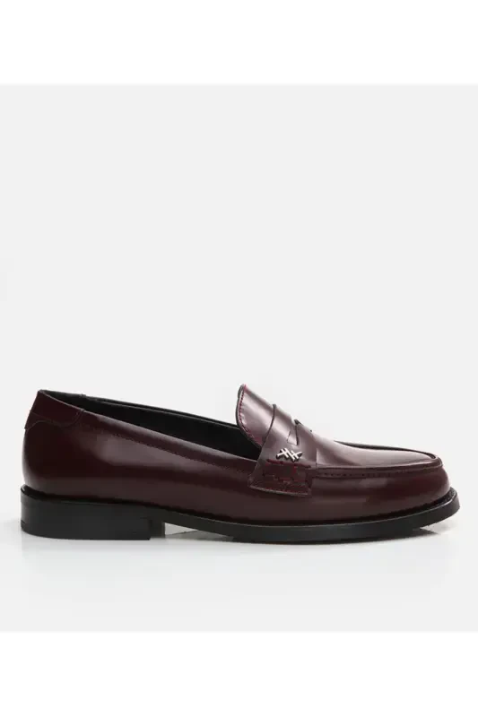 Kadın Deri Bordo Loafer - 12