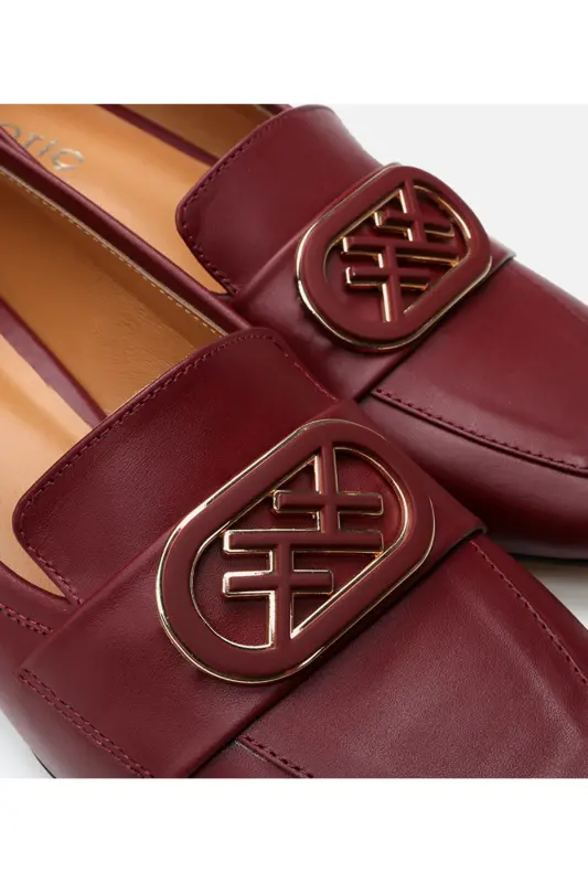 Kadın Deri Bordo Loafer-BORDO - 6