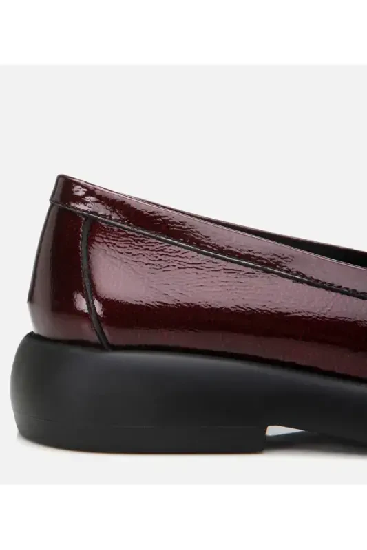 Hakiki Deri Bordo Kadın Tokalı Loafer - 3