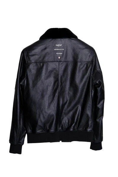 Pilot Model Gömlek Yakalı Kürk Detaylı Hakiki Deri Ceket - DIVALORE (1)