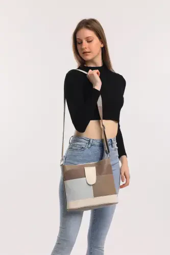 Hakiki Deri Çok Renkli Crossbody Postacı Çanta-Çok Renkli Ala - 1