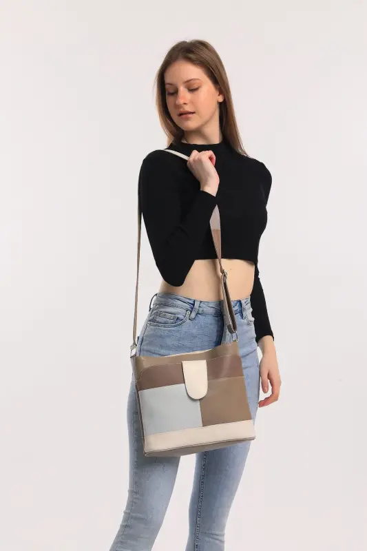 Hakiki Deri Çok Renkli Crossbody Postacı Çanta - Çok Renkli Ala - FUBILEATHER
