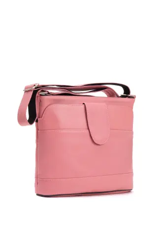 Hakiki Deri Crossbody Pembe Postacı Çanta - Pembe 