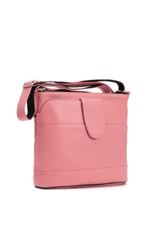 Hakiki Deri Crossbody Pembe Postacı Çanta - Pembe - FUBILEATHER