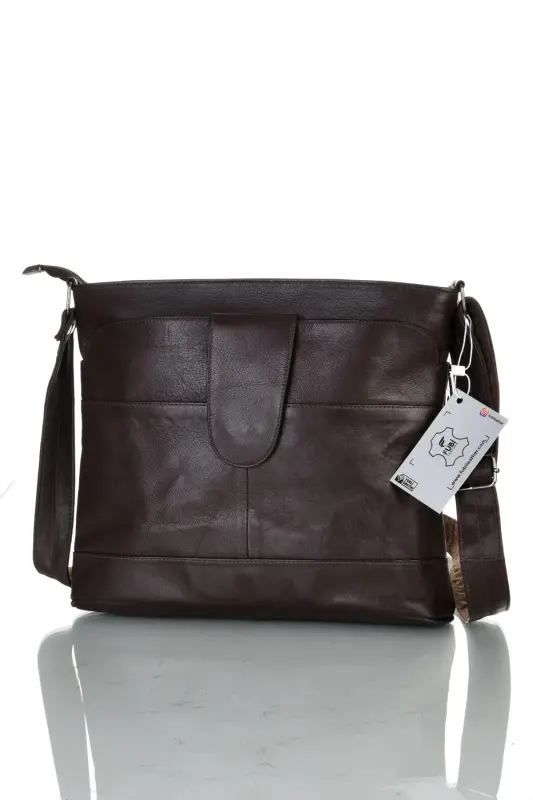 Hakiki Deri Crossbody Postacı Çantası - kahverengi - FUBILEATHER