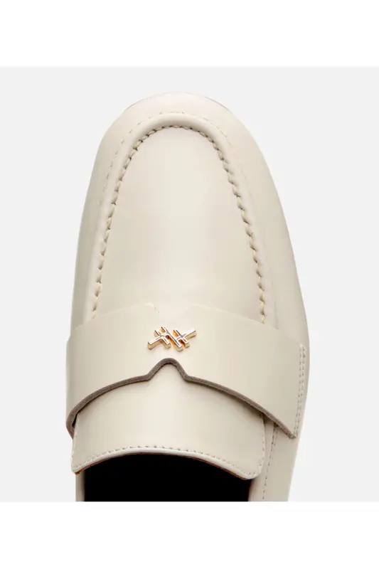 Kadın Deri Ekru Esnek Tabanlı Klasik Loafer - KEMİK-ECRU - 6