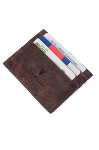 Hakiki Deri Erkek Kartlık Cüzdan Rfid Korumalı El Yapımı Ve Ince Tasarım Kahverengi - Kahverengi - 6