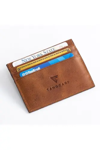 Hakiki Deri Erkek Kartlık Cüzdan Rfid Korumalı El Yapımı Ve Ince Tasarım Taba - Taba - 5