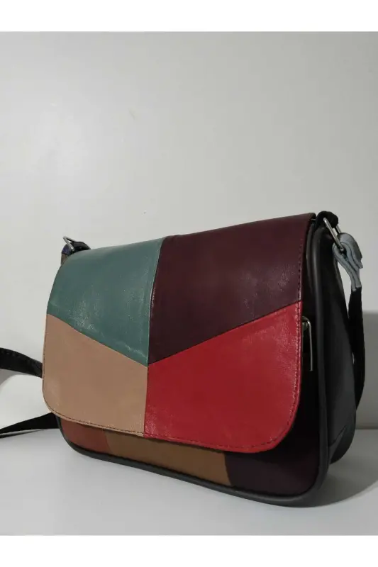 HAKİKİ DERİ KADIN ÇANTA (25CM X 20CM)-CANLI ALA RENKLER 1 - 2