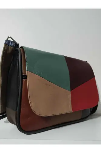 HAKİKİ DERİ KADIN ÇANTA (25CM X 20CM)-CANLI ALA RENKLER 1 - 3