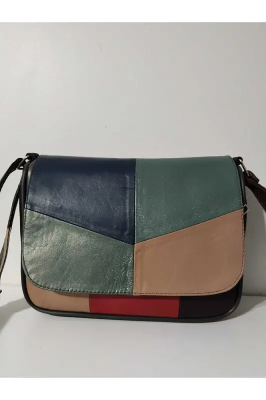 HAKİKİ DERİ KADIN ÇANTA (25CM X 20CM)-CANLI ALA RENKLER 10 - 1