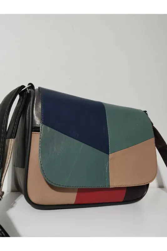 HAKİKİ DERİ KADIN ÇANTA (25CM X 20CM)-CANLI ALA RENKLER 10 - 2