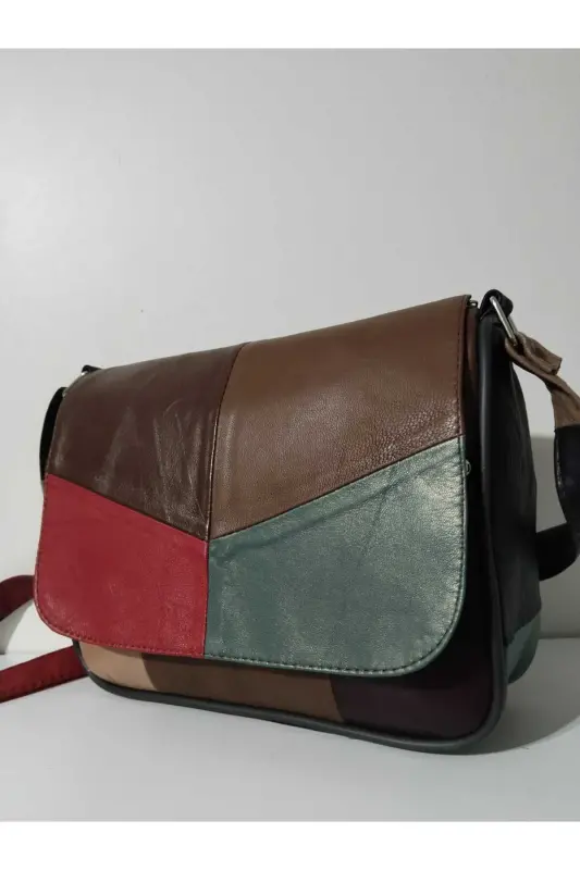 HAKİKİ DERİ KADIN ÇANTA (25CM X 20CM)-CANLI ALA RENKLER 2 - 2