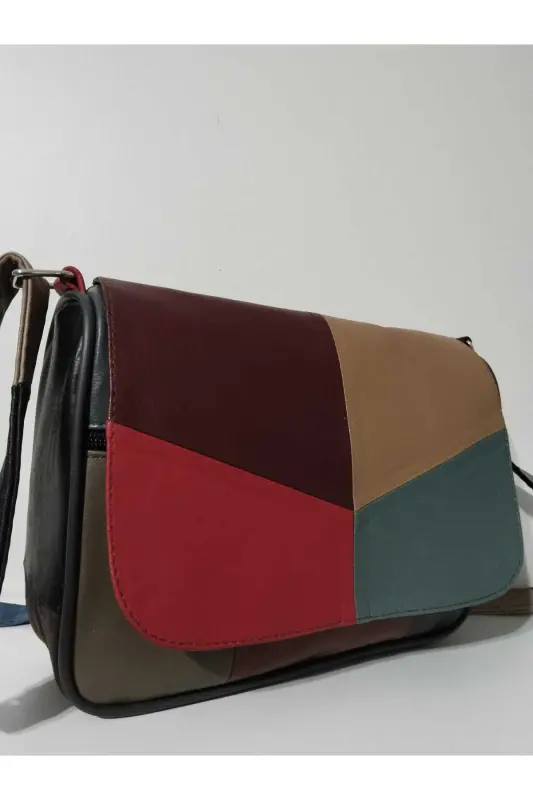 HAKİKİ DERİ KADIN ÇANTA (25CM X 20CM)-CANLI ALA RENKLER 3 - 3