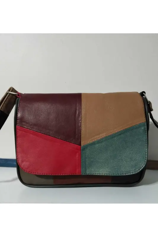 HAKİKİ DERİ KADIN ÇANTA (25CM X 20CM)-CANLI ALA RENKLER 3 - ATTER
