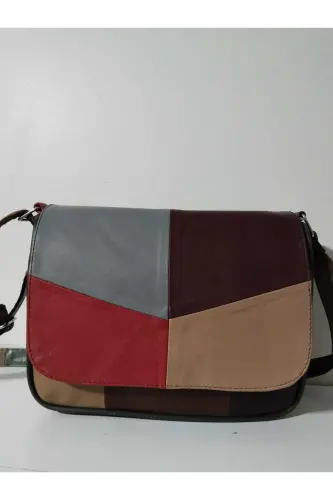 HAKİKİ DERİ KADIN ÇANTA (25CM X 20CM)-CANLI ALA RENKLER 4 