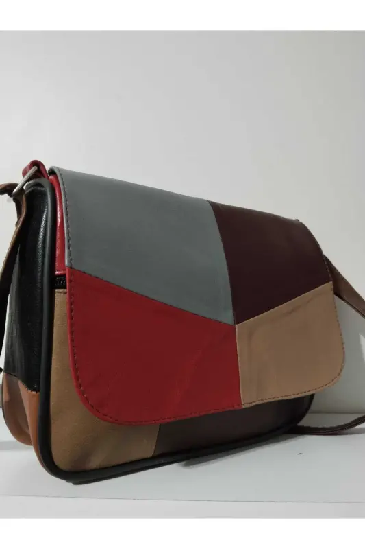 HAKİKİ DERİ KADIN ÇANTA (25CM X 20CM)-CANLI ALA RENKLER 4 - 3