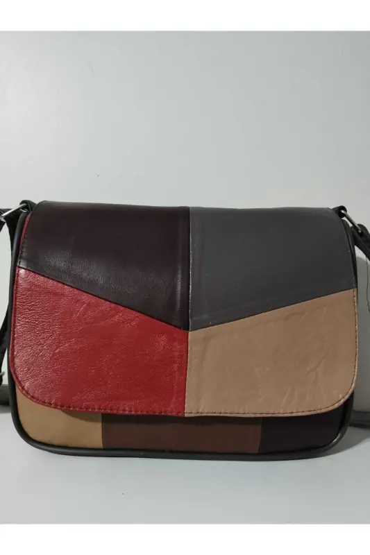 HAKİKİ DERİ KADIN ÇANTA (25CM X 20CM)-CANLI ALA RENKLER 6 - ATTER