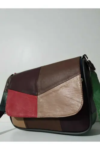 HAKİKİ DERİ KADIN ÇANTA (25CM X 20CM) - CANLI ALA RENKLER 7 - ATTER (1)
