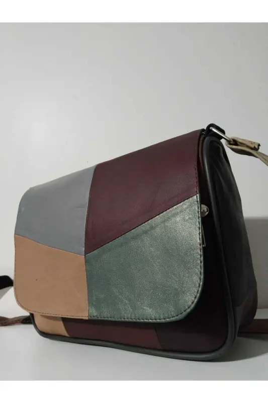 HAKİKİ DERİ KADIN ÇANTA (25CM X 20CM)-CANLI ALA RENKLER 9 - 2