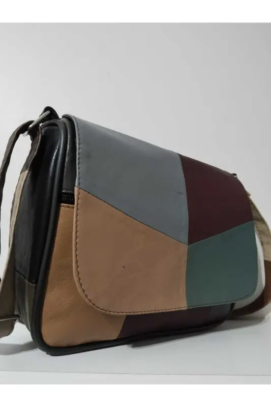 HAKİKİ DERİ KADIN ÇANTA (25CM X 20CM)-CANLI ALA RENKLER 9 - 3