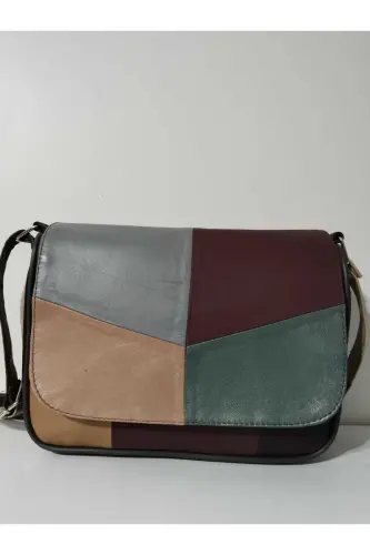 HAKİKİ DERİ KADIN ÇANTA (25CM X 20CM)-CANLI ALA RENKLER 9 