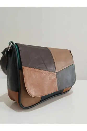 HAKİKİ DERİ KADIN ÇANTA (25CM X 20CM) - KOYU KARIŞIK 96 - 2