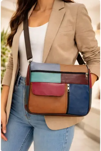 HAKİKİ DERİ KADIN ÇANTA (27CM X 25CM)-Çok Renkli 15 