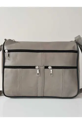 HAKİKİ DERİ KADIN ÇANTA (28CM X 24CM) - Gri (TAŞ) - 1