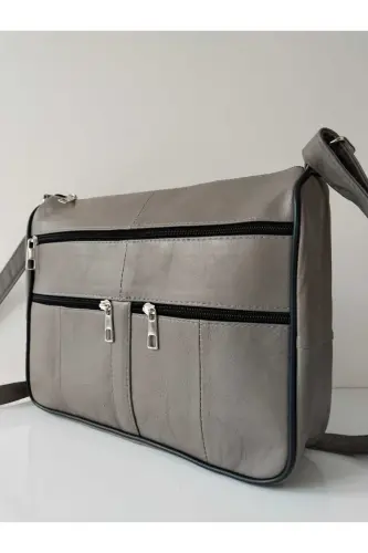 HAKİKİ DERİ KADIN ÇANTA (28CM X 24CM)-Gri (TAŞ) - 3