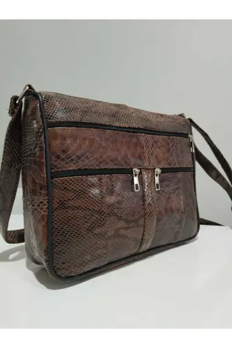 HAKİKİ DERİ KADIN ÇANTA (28CM X 24CM)-Kahverengi (KROKAN) - ATTER (1)