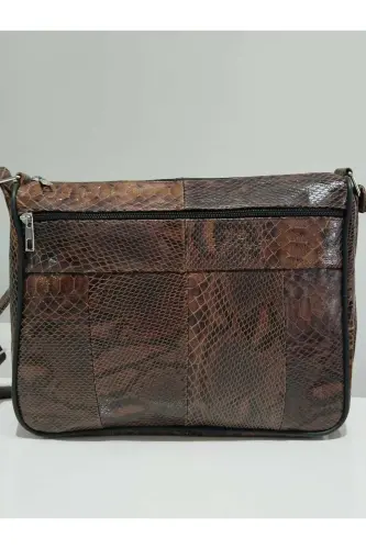 HAKİKİ DERİ KADIN ÇANTA (28CM X 24CM)-Kahverengi (KROKAN) - 4