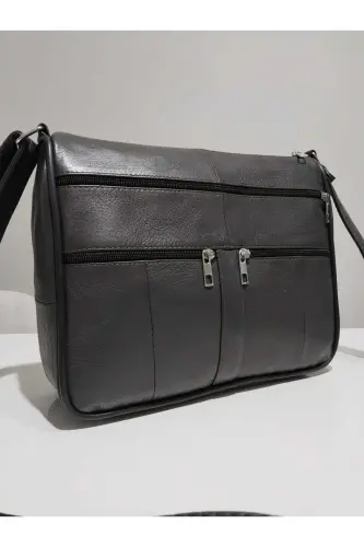 HAKİKİ DERİ KADIN ÇANTA (28CM X 24CM) - KURŞUNİ - ATTER (1)
