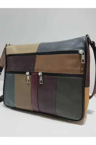 HAKİKİ DERİ KADIN ÇANTA (28CM X 24CM)-MAVİ SARI BORDO YEŞİL - ATTER (1)