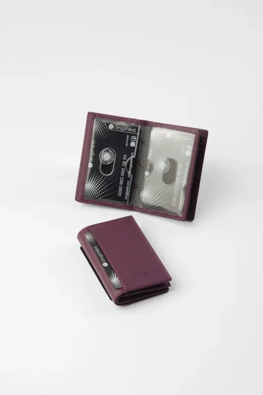 Hakiki Deri Kartlık Mürdüm-2305t-MÜRDÜM - 2