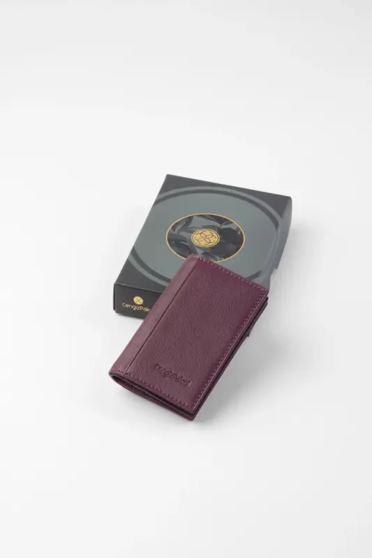 Hakiki Deri Kartlık Mürdüm-2305t-MÜRDÜM - 6