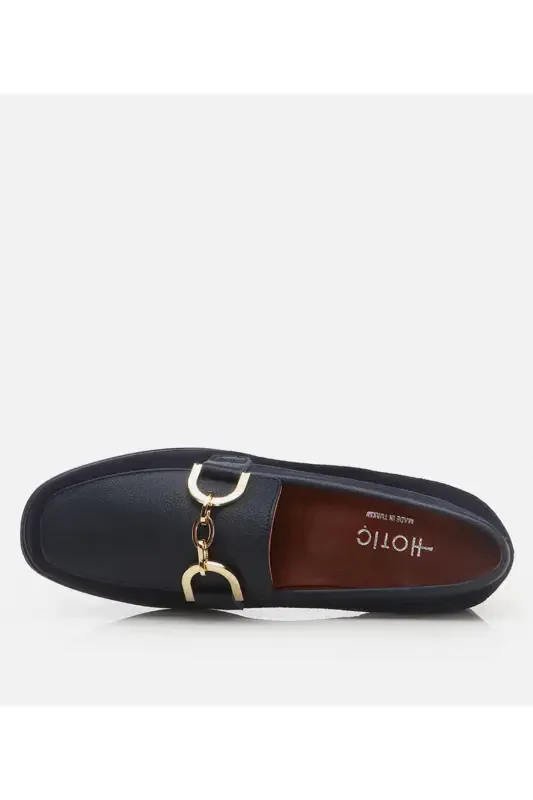 Kadın Deri Lacivert Loafer-LACİVERT - 3
