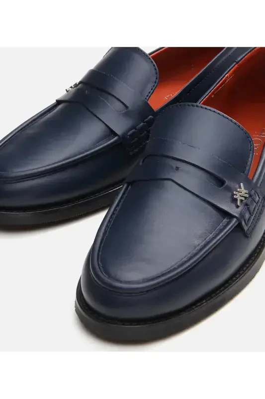 Kadın Deri Lacivert Loafer - 4