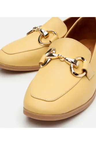 Hakiki Deri Sarı Kadın Tokalı Loafer - 3