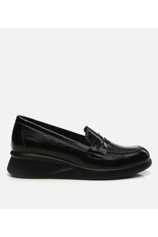 Kadın Deri Siyah Loafer - SİYAH-BLACK - HOTIÇ