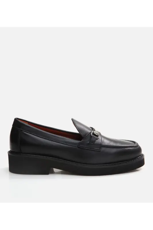 Kadın Deri Siyah Loafer - SİYAH-BLACK - 1
